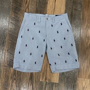 Polo by Ralph Lauren Light Blue Shorts with Navy Pony Embroidery
